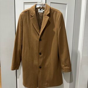 Topman Tan Wool Blend Trench Coat for Men